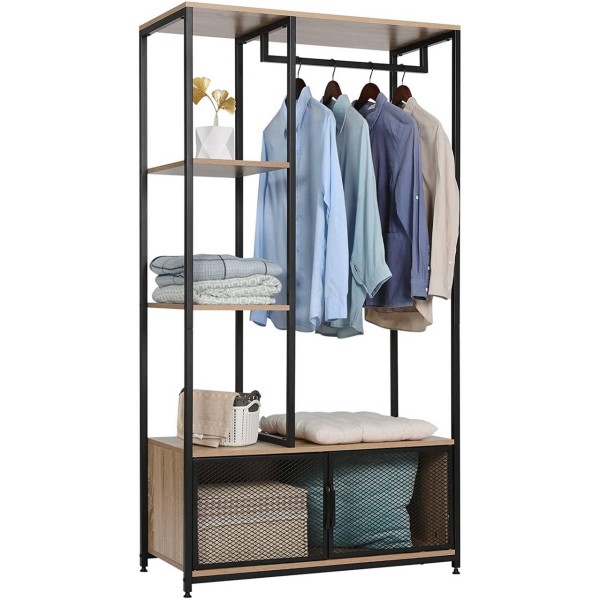 Clothes rack with storage cupboard Wardrobe Open coat rack